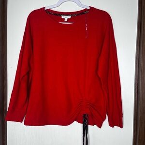 Westbound Vibrant Red Long Sleeve Top with Ruched Detail Size L